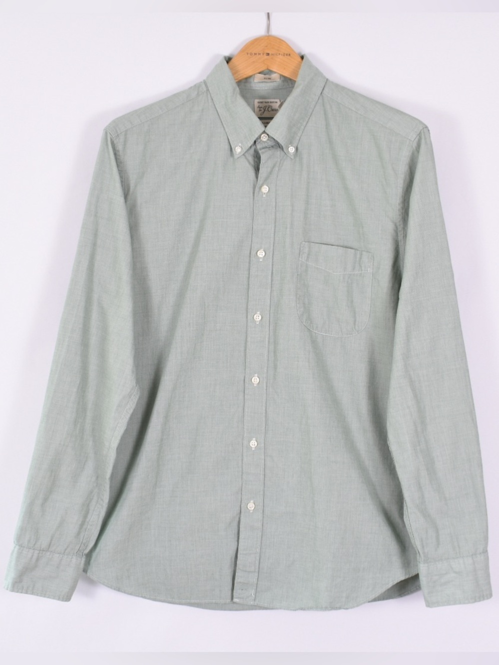 J.Crew Secret Wash Men’s Slim Green Micro Check Cotton Shirt